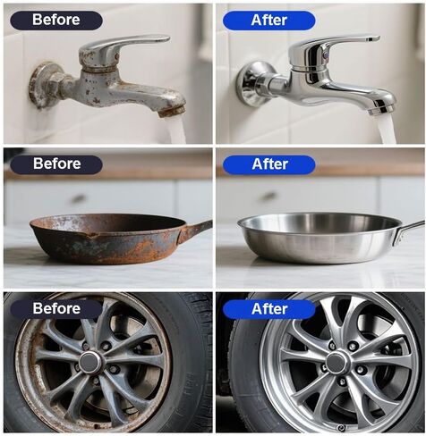 مذيب الصدأ مزيل مسحوق الحديد | مزيل التآكل شديد التحمل للأدوات المعدنية والسيارات والدراجات والشوايات والمسامير والأسلحة النارية والمزيد | 120 مل (علبة+مزيل صدأ 120مل+فوطة 15*20) in Kuwait