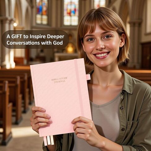 مجلة دراسة الكتاب المقدس للنساء والرجال، دفتر ملاحظات الكنيسة للصلاة، دفتر الكتاب المقدس لتدوين الملاحظات، دليل دراسة الكتاب المقدس/اللوازم/الهدايا/الإكسسوارات، 5.8 بوصة × 8.3 بوصة، وردي فاتح in Kuwait