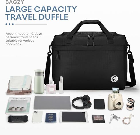 حقيبة سفر للأغراض الشخصية مقاس 40 × 30 × 15 سم مقاس 16 × 12 × 6 بوصة حقيبة رياضية خفيفة الوزن قابلة للطي حقيبة واق من المطر للرجال مقاومة للماء لعطلة نهاية الأسبوع للنساء للمستشفى طوال الليل تحمل على حقائب للطائرات باللون الأسود in Kuwait