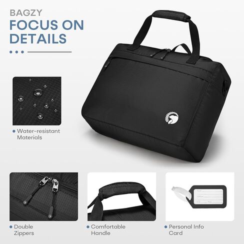 حقيبة سفر للأغراض الشخصية مقاس 40 × 30 × 15 سم مقاس 16 × 12 × 6 بوصة حقيبة رياضية خفيفة الوزن قابلة للطي حقيبة واق من المطر للرجال مقاومة للماء لعطلة نهاية الأسبوع للنساء للمستشفى طوال الليل تحمل على حقائب للطائرات باللون الأسود in Kuwait