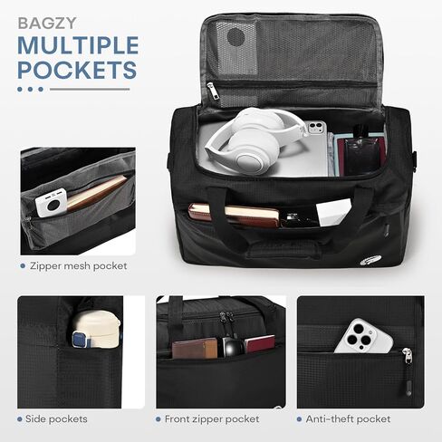 حقيبة سفر للأغراض الشخصية مقاس 40 × 30 × 15 سم مقاس 16 × 12 × 6 بوصة حقيبة رياضية خفيفة الوزن قابلة للطي حقيبة واق من المطر للرجال مقاومة للماء لعطلة نهاية الأسبوع للنساء للمستشفى طوال الليل تحمل على حقائب للطائرات باللون الأسود in Kuwait