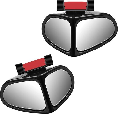 2 PCS Car Blind Spot Mirror, 360 Degree Adjustable Wide Angle Mirror, Double-sided Large Field HD Glass Auxiliary for Free Reversing, Self-adhesive Waterproof Specular Accessories (Black) in Saudi Arabia