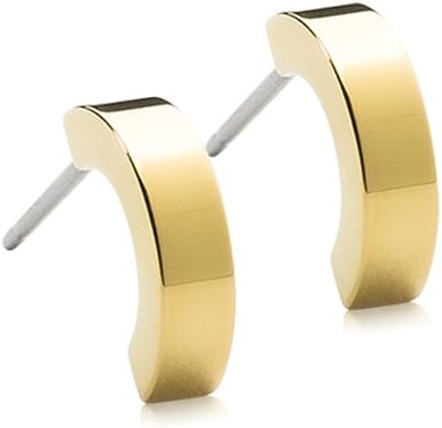 Blomdahl | Hypoallergenic | Golden Titanium Plain Curved Pendant Earrings | Best Choice For Sensitive Ears in Saudi Arabia