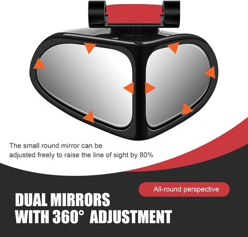 2 PCS Car Blind Spot Mirror, 360 Degree Adjustable Wide Angle Mirror, Double-sided Large Field HD Glass Auxiliary for Free Reversing, Self-adhesive Waterproof Specular Accessories (Black) in Saudi Arabia