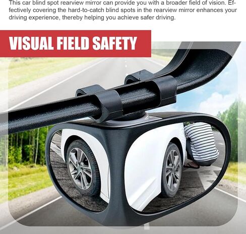 2 PCS Car Blind Spot Mirror, 360 Degree Adjustable Wide Angle Mirror, Double-sided Large Field HD Glass Auxiliary for Free Reversing, Self-adhesive Waterproof Specular Accessories (Black) in Saudi Arabia