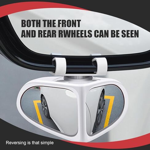 2 PCS Car Blind Spot Mirror, 360 Degree Adjustable Wide Angle Mirror, Double-sided Large Field HD Glass Auxiliary for Free Reversing, Self-adhesive Waterproof Specular Accessories (Black) in Saudi Arabia