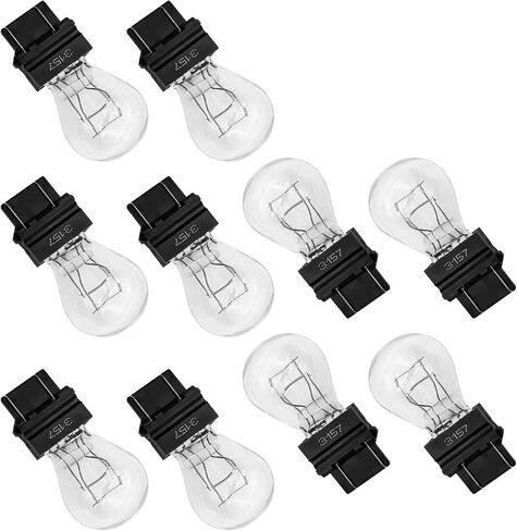 10 قطع 4157 3457 3157 مصابيح LED (T25 P27/7W) - متوافقة مع 3057 3157LL 4057 3047 لسيارة Ford F-Series، Jp Grand Cherokee، Ram Pickup، Silverado - أضواء الفرامل/أضواء الذيل/إشارات الانعطاف (أبيض) in Kuwait