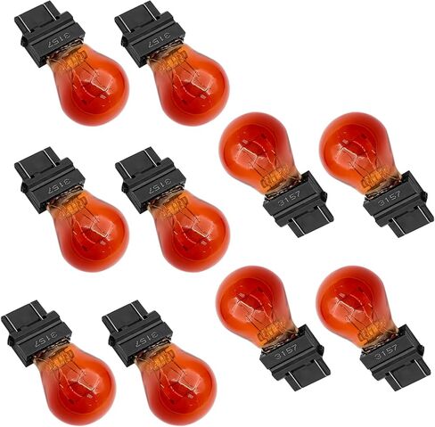 10 قطع 4157 3457 3157 مصابيح LED (T25 P27/7W) - متوافقة مع 3057 3157LL 4057 3047 لسيارة Ford F-Series، Jp Grand Cherokee، Ram Pickup، Silverado - أضواء الفرامل/أضواء الذيل/إشارات الانعطاف (أبيض) in Kuwait