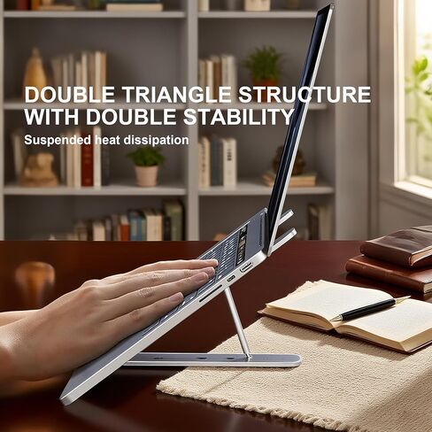 Foldable Laptop Stand,Laptop Holder Riser,Computer Tablet Stand,Computer Riser for Desk,Compatible with 10-15.6 Inch Laptops,iPad(Black,White) in Saudi Arabia
