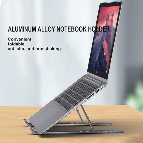Foldable Laptop Stand,Laptop Holder Riser,Computer Tablet Stand,Computer Riser for Desk,Compatible with 10-15.6 Inch Laptops,iPad(Black,White) in Saudi Arabia
