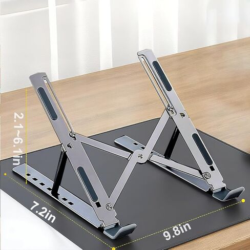 Foldable Laptop Stand,Laptop Holder Riser,Computer Tablet Stand,Computer Riser for Desk,Compatible with 10-15.6 Inch Laptops,iPad(Black,White) in Saudi Arabia