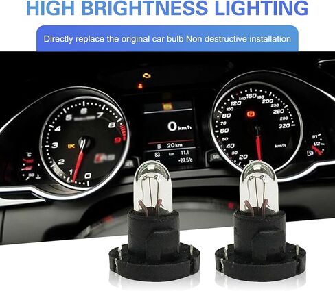5PCS DB1601 T4 Car Dashboard Light Bulbs, High Brightness Halogen Instrument Light, Plug & Play Indicator for A/C Climate Control Switch, Universal for Most Vehicles (White) in Saudi Arabia
