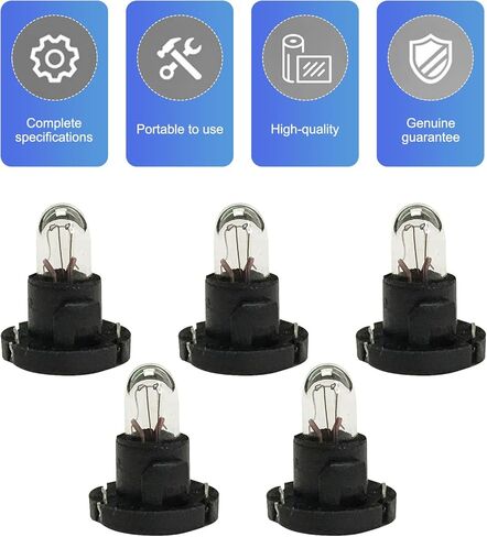 5PCS DB1601 T4 Car Dashboard Light Bulbs, High Brightness Halogen Instrument Light, Plug & Play Indicator for A/C Climate Control Switch, Universal for Most Vehicles (White) in Saudi Arabia