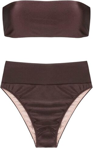 ADRIANA DEGREAS New Pois Solid High-Leg Bandeau Bikini in Saudi Arabia