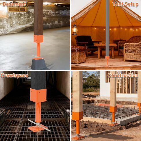 عمود جاك لولبي 4 × 4، 2 قطعة من الرافعات اللولبية للتخييم، نطاق ارتفاع 14.5 بوصة - 18.5 بوصة لمقبس المنزل، عمود مقبس أرضي قابل للتعديل للتسوية والأرضيات والطابق السفلي لمساحة الزحف in Kuwait