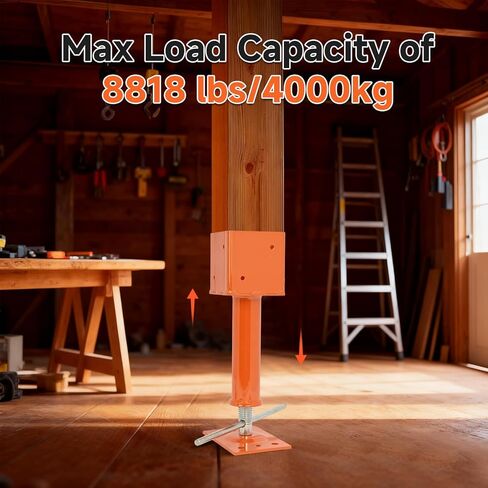 عمود جاك لولبي 4 × 4، 2 قطعة من الرافعات اللولبية للتخييم، نطاق ارتفاع 14.5 بوصة - 18.5 بوصة لمقبس المنزل، عمود مقبس أرضي قابل للتعديل للتسوية والأرضيات والطابق السفلي لمساحة الزحف in Kuwait