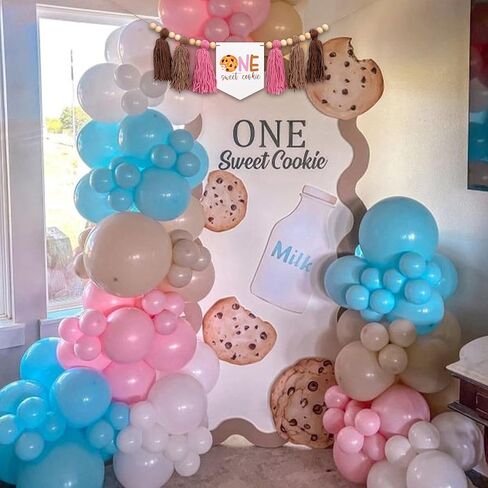 One Sweet Cookie High Chair Banner - Cookie And Milk Theme First Birthday Highchair Banner, Pink and Brown Tassel Garland For 1st Birthday Party (cookie pink tassel) in Saudi Arabia