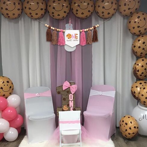 One Sweet Cookie High Chair Banner - Cookie And Milk Theme First Birthday Highchair Banner, Pink and Brown Tassel Garland For 1st Birthday Party (cookie pink tassel) in Saudi Arabia