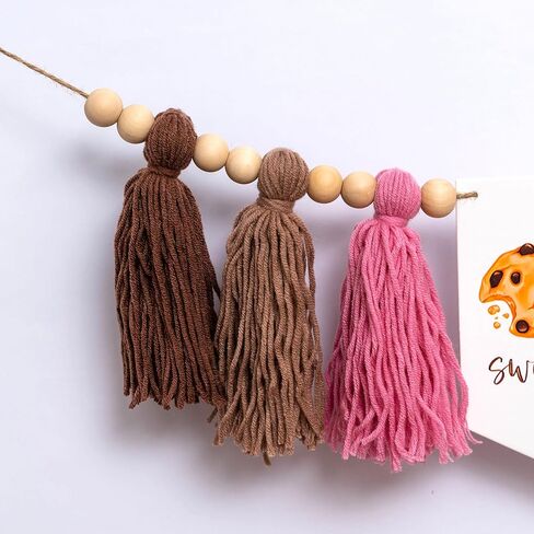 One Sweet Cookie High Chair Banner - Cookie And Milk Theme First Birthday Highchair Banner, Pink and Brown Tassel Garland For 1st Birthday Party (cookie pink tassel) in Saudi Arabia