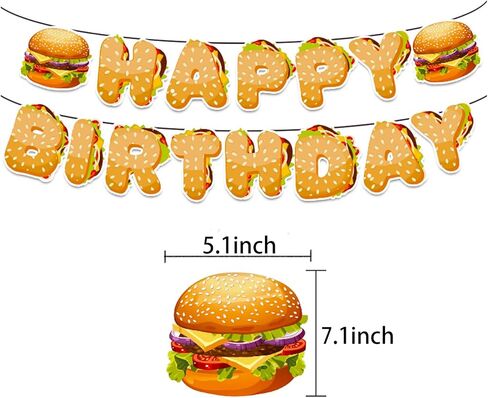 Hamburger Birthday Banner, Party Supplies for Men Girl Party Decoration in Saudi Arabia