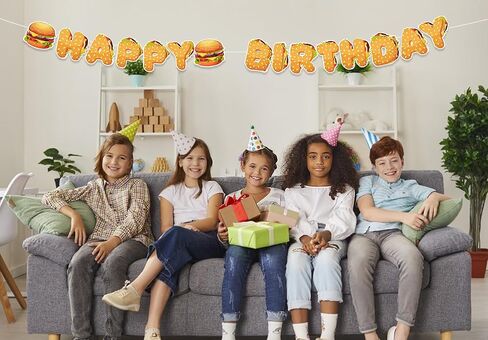 Hamburger Birthday Banner, Party Supplies for Men Girl Party Decoration in Saudi Arabia