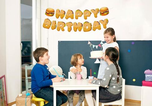 Hamburger Birthday Banner, Party Supplies for Men Girl Party Decoration in Saudi Arabia