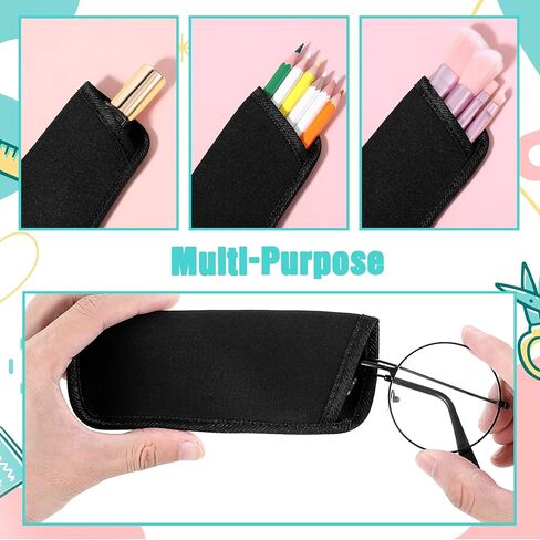 8 Pcs Slip in Eyeglasses Cases Soft Protective Glasses Cases Black Travel Sunglasses Pouch Fabric Spectacle Reading Glasses Sleeve Holder Cloth Eyewear Bag for Women Men Kids in Saudi Arabia