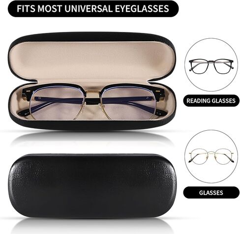 حافظات نظارات صلبة للجنسين، حافظة واقية للنظارات، حافظة نظارة مدمجة من جلد البولي يوريثان مع طقم مفك صغير، حافظة نظارات، وسادات أنف وقطعة قماش للتنظيف in Kuwait