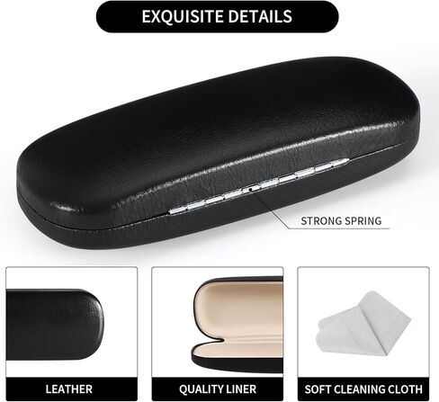 حافظات نظارات صلبة للجنسين، حافظة واقية للنظارات، حافظة نظارة مدمجة من جلد البولي يوريثان مع طقم مفك صغير، حافظة نظارات، وسادات أنف وقطعة قماش للتنظيف in Kuwait