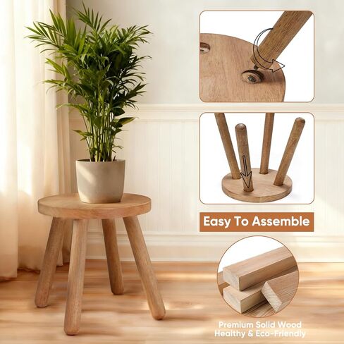 11.8 "H جولة الصلبة مقعد خشبي الخشب النبات حامل Woden الزخرفية البراز حديقة البراز المحمولة حامل للمطبخ الحمام غرفة المعيشة غرفة نوم in Kuwait