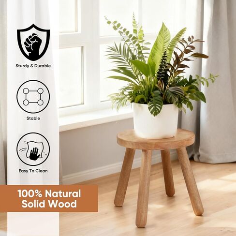 11.8 "H جولة الصلبة مقعد خشبي الخشب النبات حامل Woden الزخرفية البراز حديقة البراز المحمولة حامل للمطبخ الحمام غرفة المعيشة غرفة نوم in Kuwait