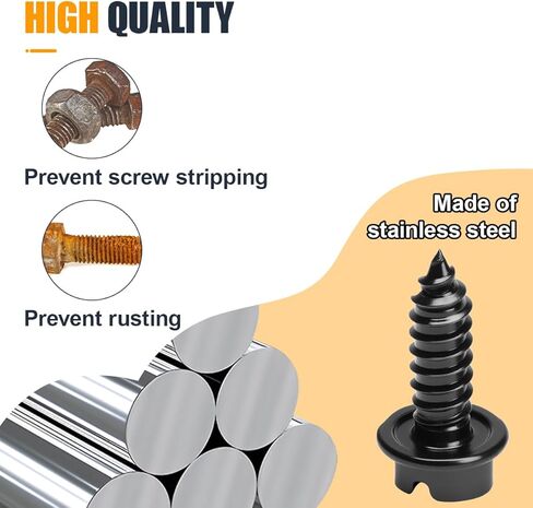 Rustproof Car License Plate Screw Kit, Stainless Steel Anti-Theft Anti-Rattle License Plate Frames Cover Fasteners, Universal Auto Self-Tapping Mounting Bolts for Car/Truck/SUV(4Sets) in Saudi Arabia