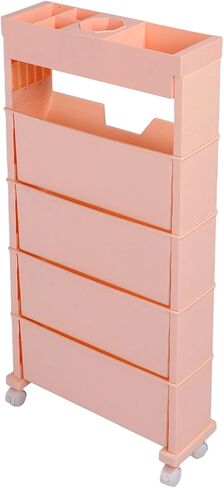 Mobile Bookshelf,Pink Mobile Bookshelf Rolling Orga – Large Capacity, Sturdy Construction, Space-Saving Design for Office & Home – Perfect for Crafts, Photo Albums & More! in Saudi Arabia