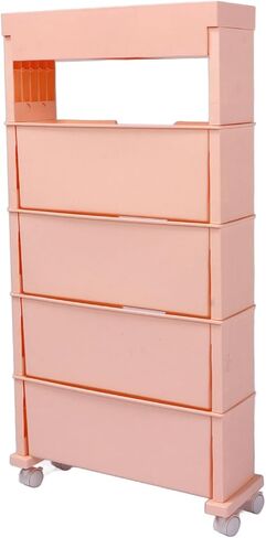 Mobile Bookshelf,Pink Mobile Bookshelf Rolling Orga – Large Capacity, Sturdy Construction, Space-Saving Design for Office & Home – Perfect for Crafts, Photo Albums & More! in Saudi Arabia