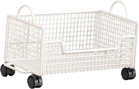عربة كتب متدحرجة بعجلات، عربة ملفات متنقلة، منظم تخزين رف الكتب لتخزين المشروبات والوجبات الخفيفة، مقاس 16.54 × 9.45 × 10.24 بوصة - أبيض in Kuwait