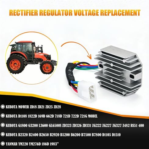 Voltage Regulator Rectifier 15351-64600 15351-64601 Fits For Kubota Grasshopper Kokusan Denki Yanmar ZD18 ZD21 ZD25 718D 721D 1822D 721G RTV400 185530 RS5101 15531-64603 15531-64601 in Saudi Arabia