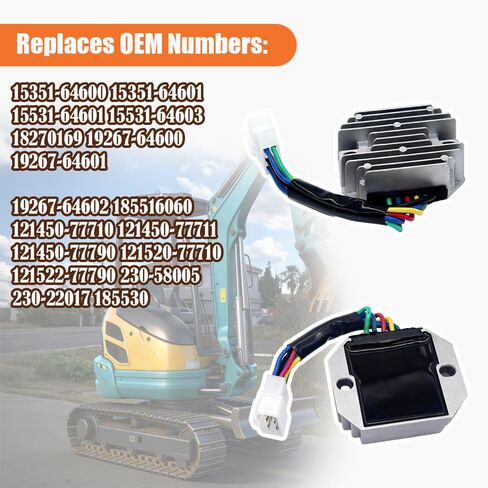Voltage Regulator Rectifier 15351-64600 15351-64601 Fits For Kubota Grasshopper Kokusan Denki Yanmar ZD18 ZD21 ZD25 718D 721D 1822D 721G RTV400 185530 RS5101 15531-64603 15531-64601 in Saudi Arabia