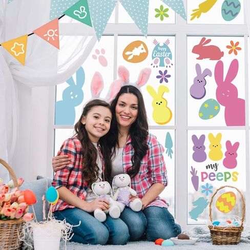 ملصقات نافذة لتزيين عيد الفصح 9 ورقات لملصقات النوافذ على شكل أرنب عيد الفصح السعيد in Kuwait