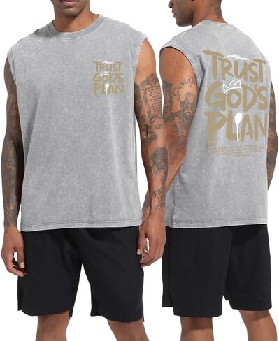 BINTEHGS تي شيرت رجالي بدون أكمام جرافيك تي شيرت مسيحي قطع علوية للتمرين قميص غسيل حمضي قمصان رياضية الإيمان الديني تي شيرت in Kuwait