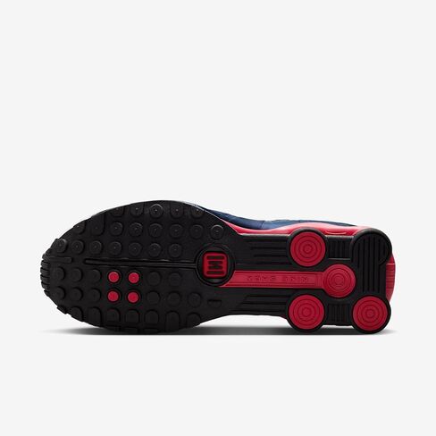 حذاء Nike Shox R4 للرجال (كحلي منتصف الليل/أبيض/فضي معدني/أحمر رياضي) مقاس 10 in Saudi Arabia