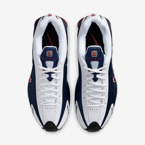 حذاء Nike Shox R4 للرجال (كحلي منتصف الليل/أبيض/فضي معدني/أحمر رياضي) مقاس 10 in Saudi Arabia