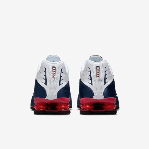 حذاء Nike Shox R4 للرجال (كحلي منتصف الليل/أبيض/فضي معدني/أحمر رياضي) مقاس 10 in Saudi Arabia
