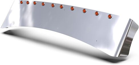 RealTruck RoadWorks | Aero Visor with (10) Amber/Amber Bullseye Lights and Bezels for T680, T880, and W990 Trucks with Standup Sleeper (304) | N49046B in Saudi Arabia