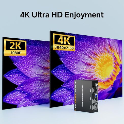 8K DisplayPort KVM Switch 2 شاشات 4 أجهزة كمبيوتر، شاشة NAWEN المزدوجة USB 3.0 DP KVM Switcher، دعم 8K@60 هرتز، 4k@144 هرتز، لشاشتين مشاركة الكمبيوتر 4، جهاز تحكم عن بعد سلكي وكابلات USB متضمنة in Kuwait