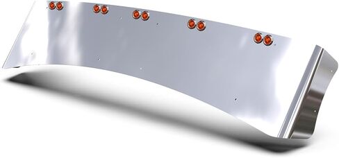 RealTruck RoadWorks | Aero Visor with (10) Amber/Amber Bullseye Lights and Bezels, ID Pattern, for T680, T880, and W990 Trucks with Standup Sleeper (304) | N49046BID in Saudi Arabia