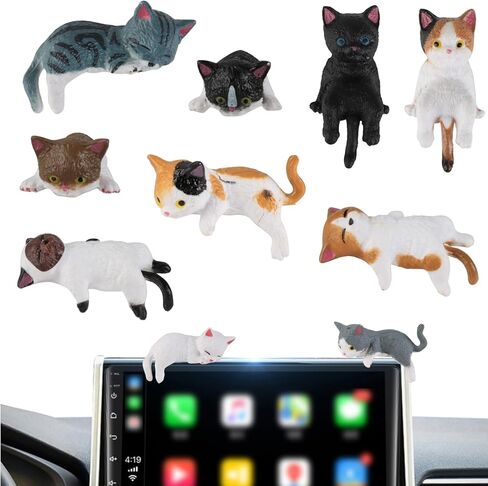 10 Pcs Mini Cat Cute Car Accessories, Resin Cat for Dashboard Decorations, Easy to Place and Long-Lasting, Fun Interior Decor for Pet Lovers, Drivers, Women, Men, Teens in Saudi Arabia