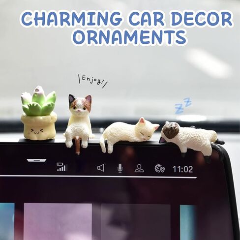 10 Pcs Mini Cat Cute Car Accessories, Resin Cat for Dashboard Decorations, Easy to Place and Long-Lasting, Fun Interior Decor for Pet Lovers, Drivers, Women, Men, Teens in Saudi Arabia