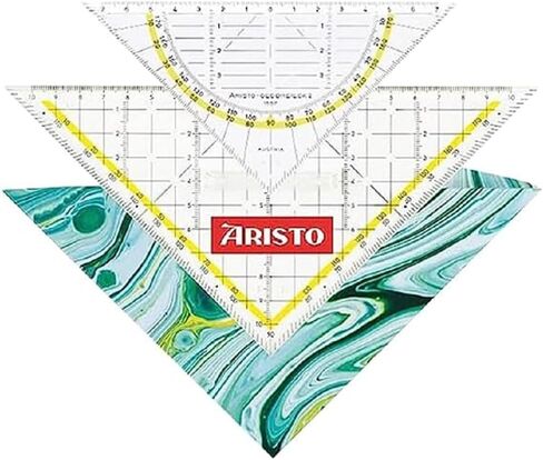 Aristo AR18102B Set 3-in-1 - TZ Triangle AR1650/2 & Set Square AR1552 with Geocover Protective Case (Triangles with Ink Nubs, Geocover with Holes and Magnetic Closure) Mystic Green in Saudi Arabia