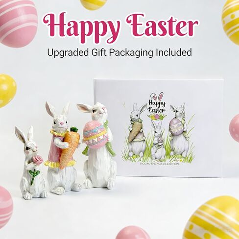 زخارف أرنب عيد الفصح من Hodao، تماثيل أرنب لديكور المنزل الداخلي للربيع (عائلة أرنب عيد الفصح الأبيض) in Kuwait