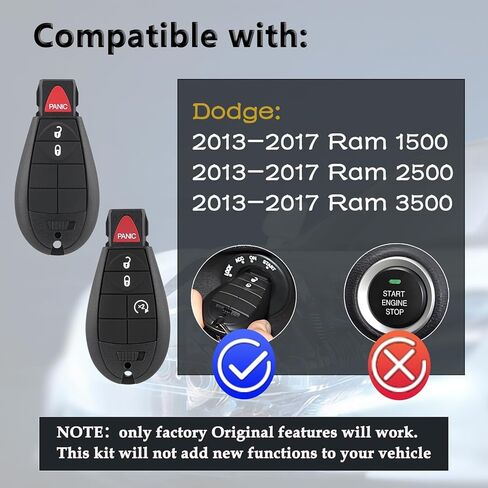 GQ4-53T لتقوم بها بنفسك مفتاح فوب FOBIK عدة استبدال ل دودج رام 1500 2500 3500 HD 2013 2014 2015 2016 2017 دخول بدون مفتاح التحكم عن بعد in Kuwait